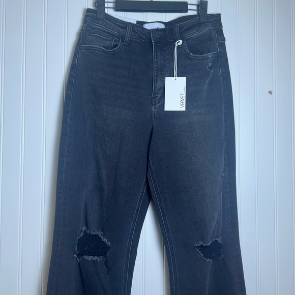 Velvet Black Distressed Wide Leg Jeans Size 28 NWT - Picture 3 of 11
